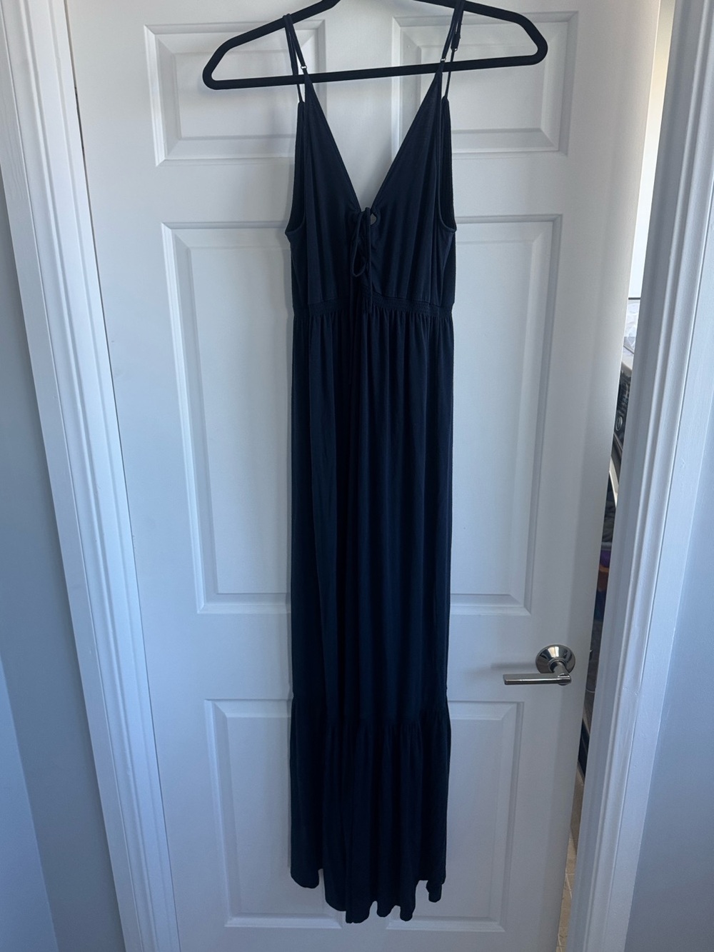 Navy Spaghetti strap Maxi Dress with V-Neck